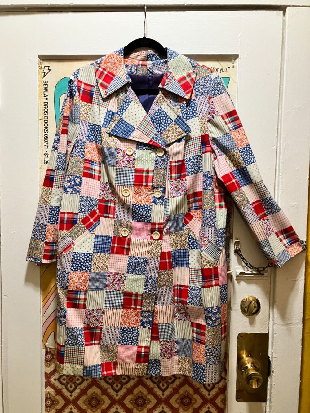 *STUNNING* 1960s Patchwork Coat, Excellent Cond. Vintage size 20.5! Large! CUTE! - Picture 7 of 16